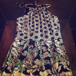 NWT INC Romper new floral Black pink green yellow